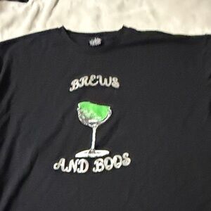 Black "Brews and Boos" Graphic Sweatshirt with Green Accent